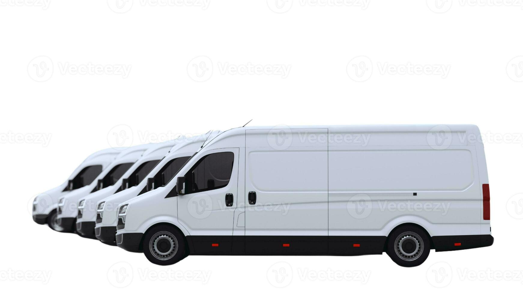 Editable Delivery Van Mockup, Realistic Cargo Transportation Vehicle Template Isolated on White Background for Branding and Advertising Design photo