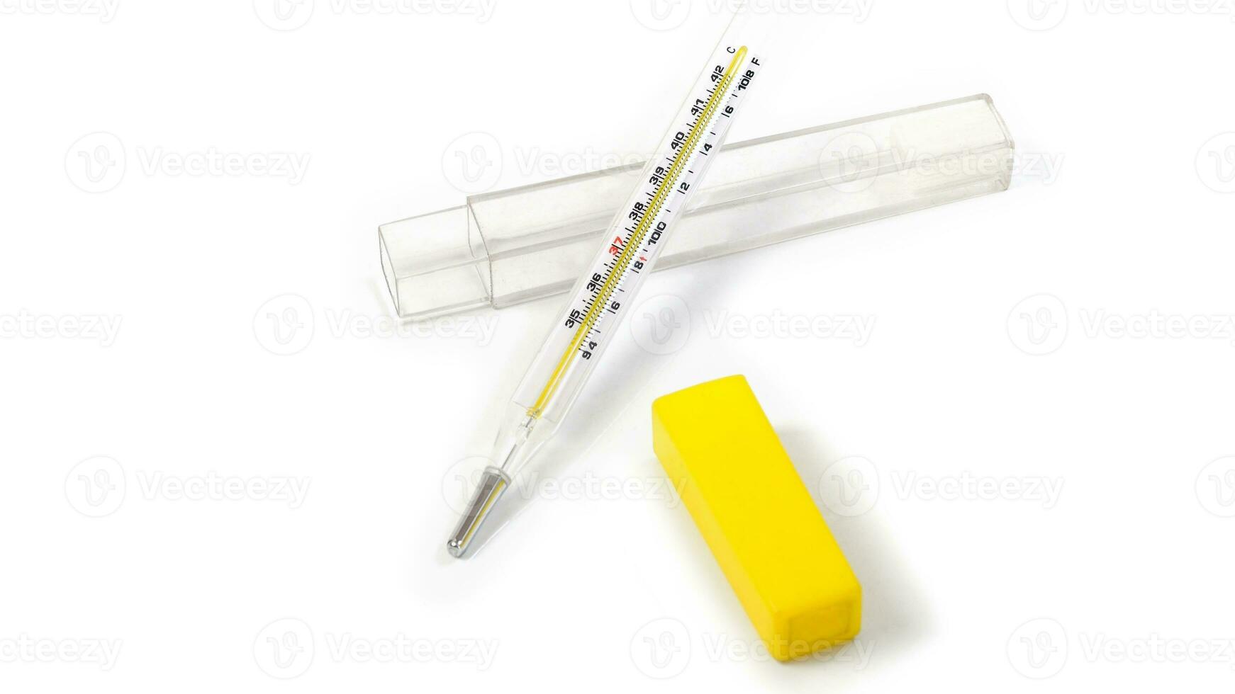 Glass Thermometer, Mercury Thermometer Isolated photo