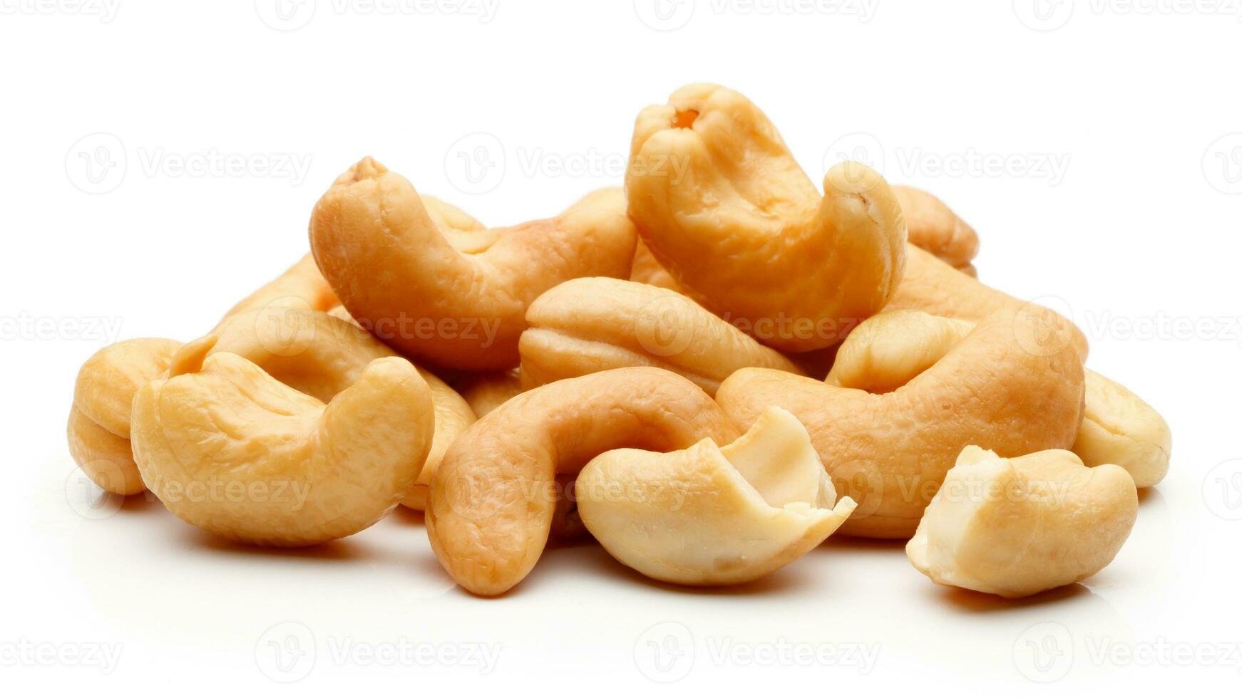 Delicious Cashew Nuts Isolated. Healthy, Organic Snack with Nutty, Concept for Design photo