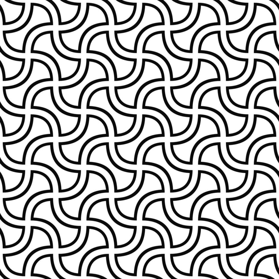 Seamless monochrome curved shape pattern design vector background