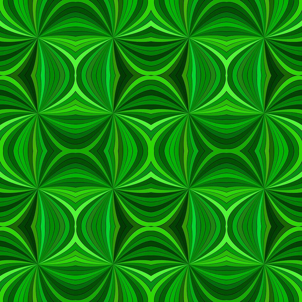 Green abstract psychedelic seamless striped spiral pattern background design - vector graphic with curved rays