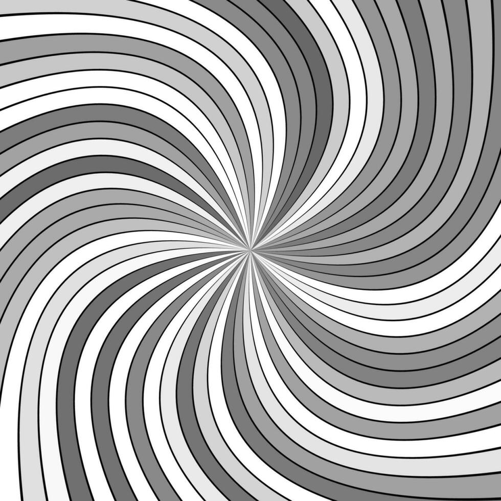 Grey psychedelic abstract swirl stripe background - vector curved burst illustration
