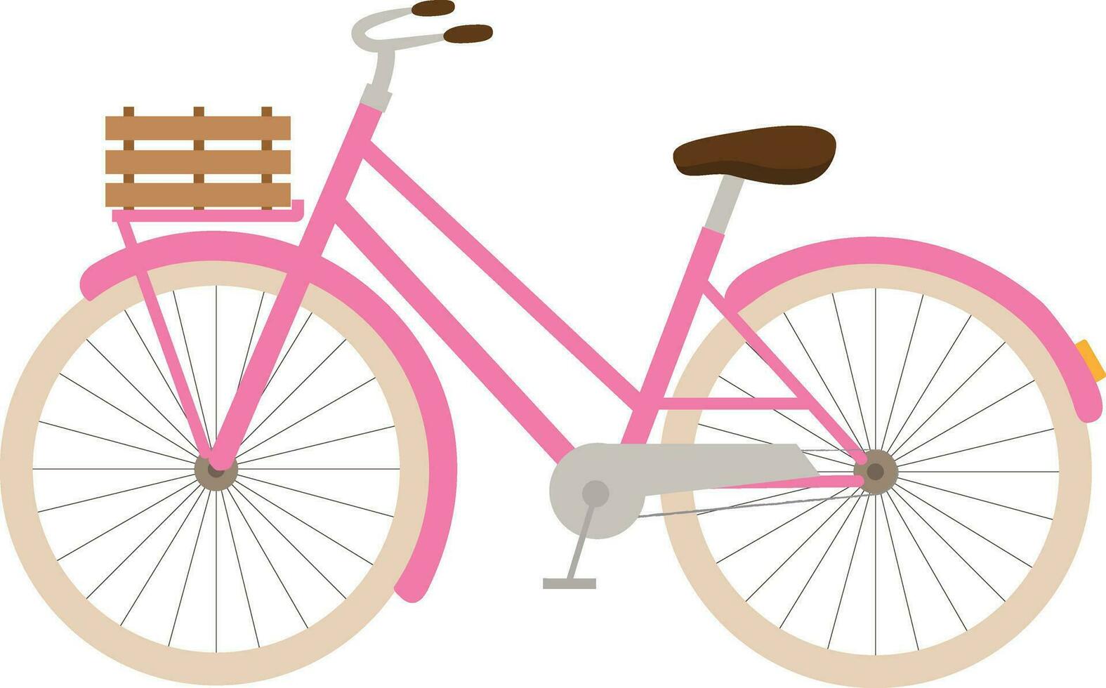 vector ilustración de rosado retro holandés bicicleta con de madera caja en dibujos animados estilo