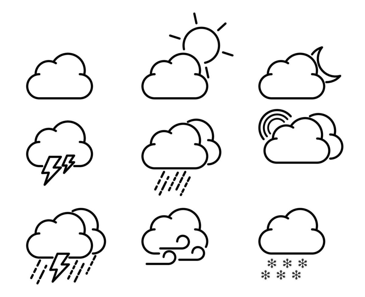 Icon Set of weather forecast in line icon vector