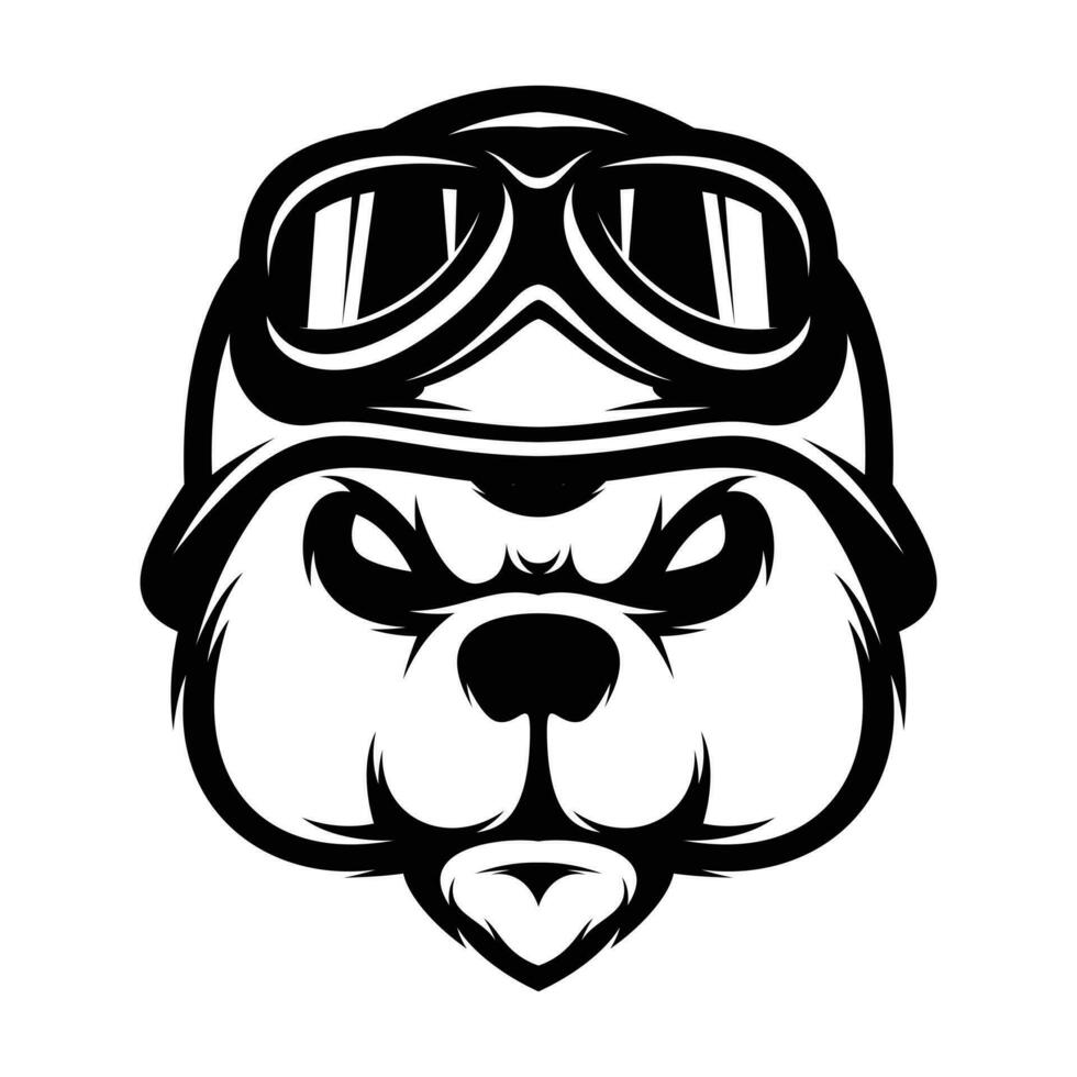 Bear Helmet Outline Design vector