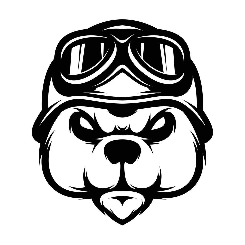 Bear Helmet Outline Design vector