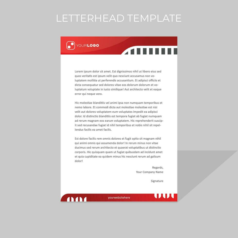 letterhead design template minimal style in red color scheme vector