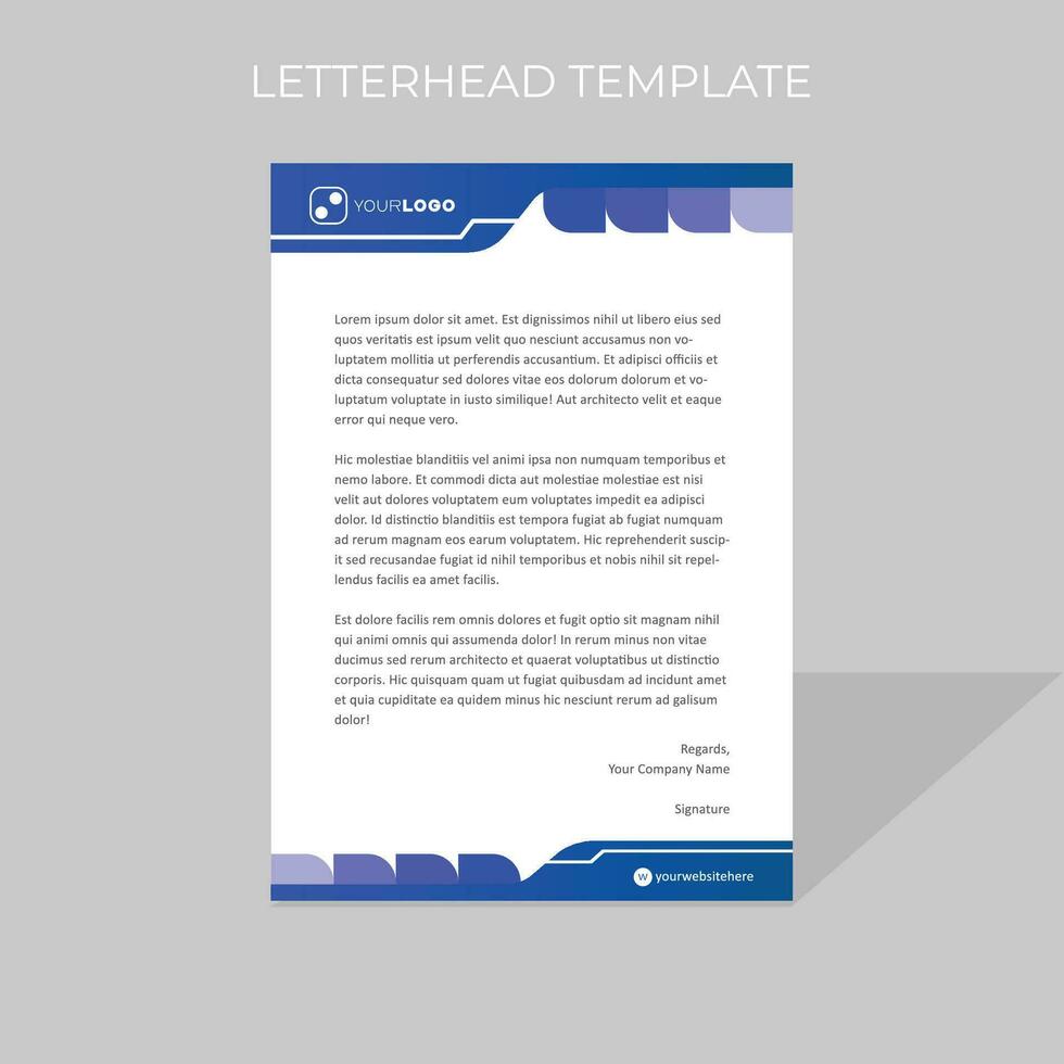 letterhead design template diagonal style in blue color scheme vector