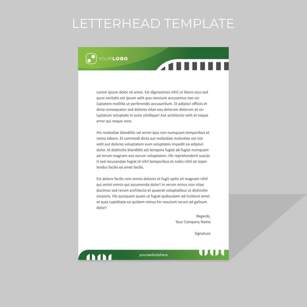 letterhead design template minimal style in green color scheme vector