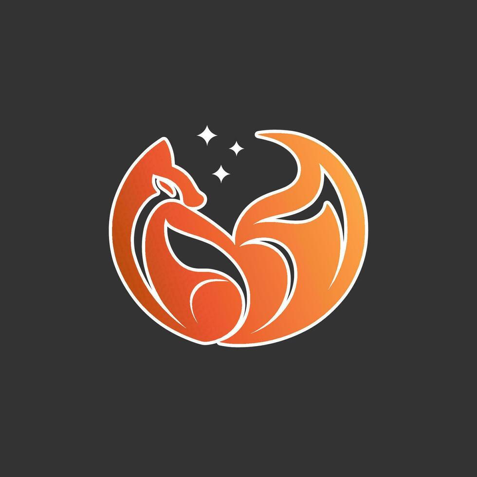 Modern Minimalist Kitsune Logo vector