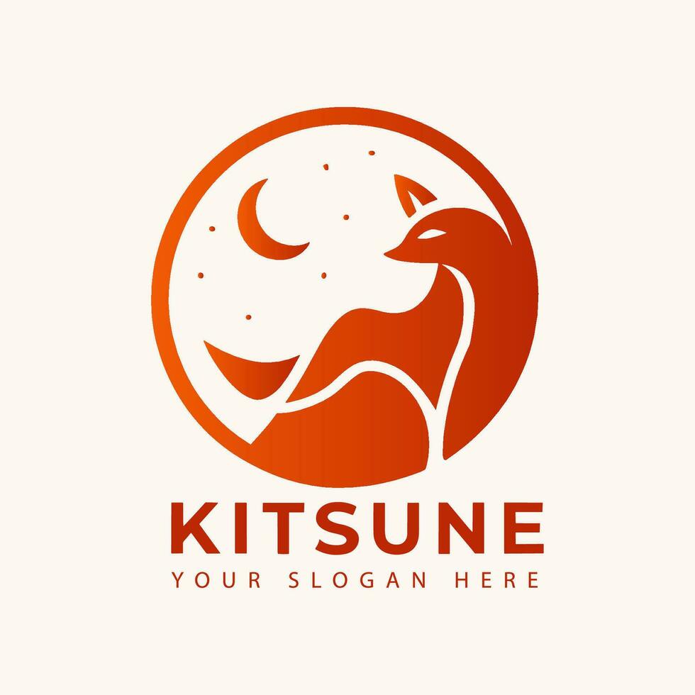 Modern Minimalist Kitsune Logo vector