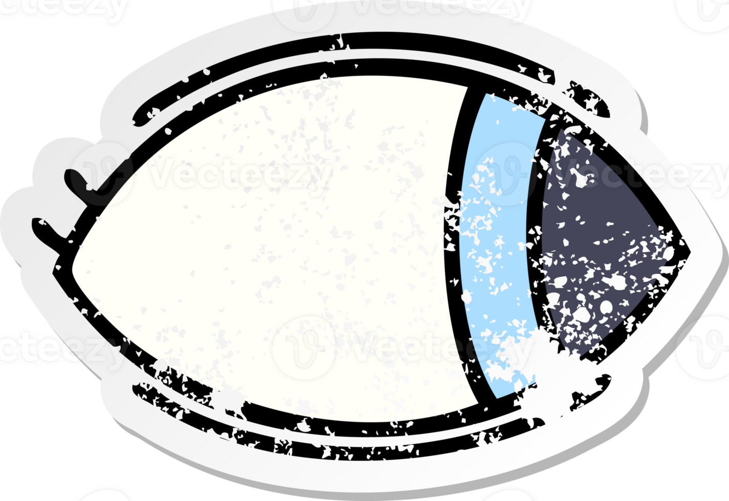 distressed sticker of a cute cartoon eye looking to one side png