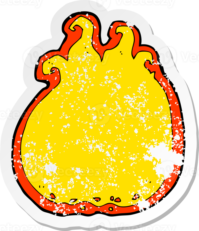 retro distressed sticker of a cartoon flame border png