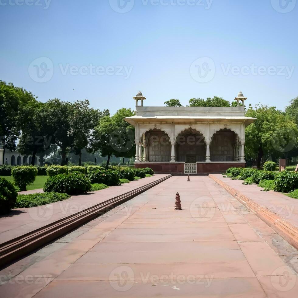 Architectural details of Lal Qila - Red Fort situated in Old Delhi, India, View inside Delhi Red Fort the famous Indian landmarks photo