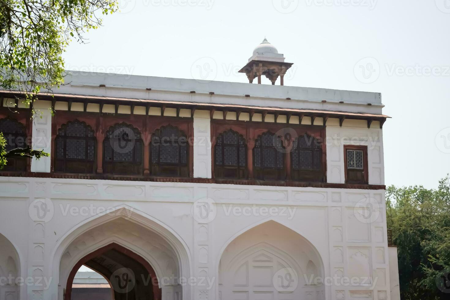 Architectural details of Lal Qila - Red Fort situated in Old Delhi, India, View inside Delhi Red Fort the famous Indian landmarks photo