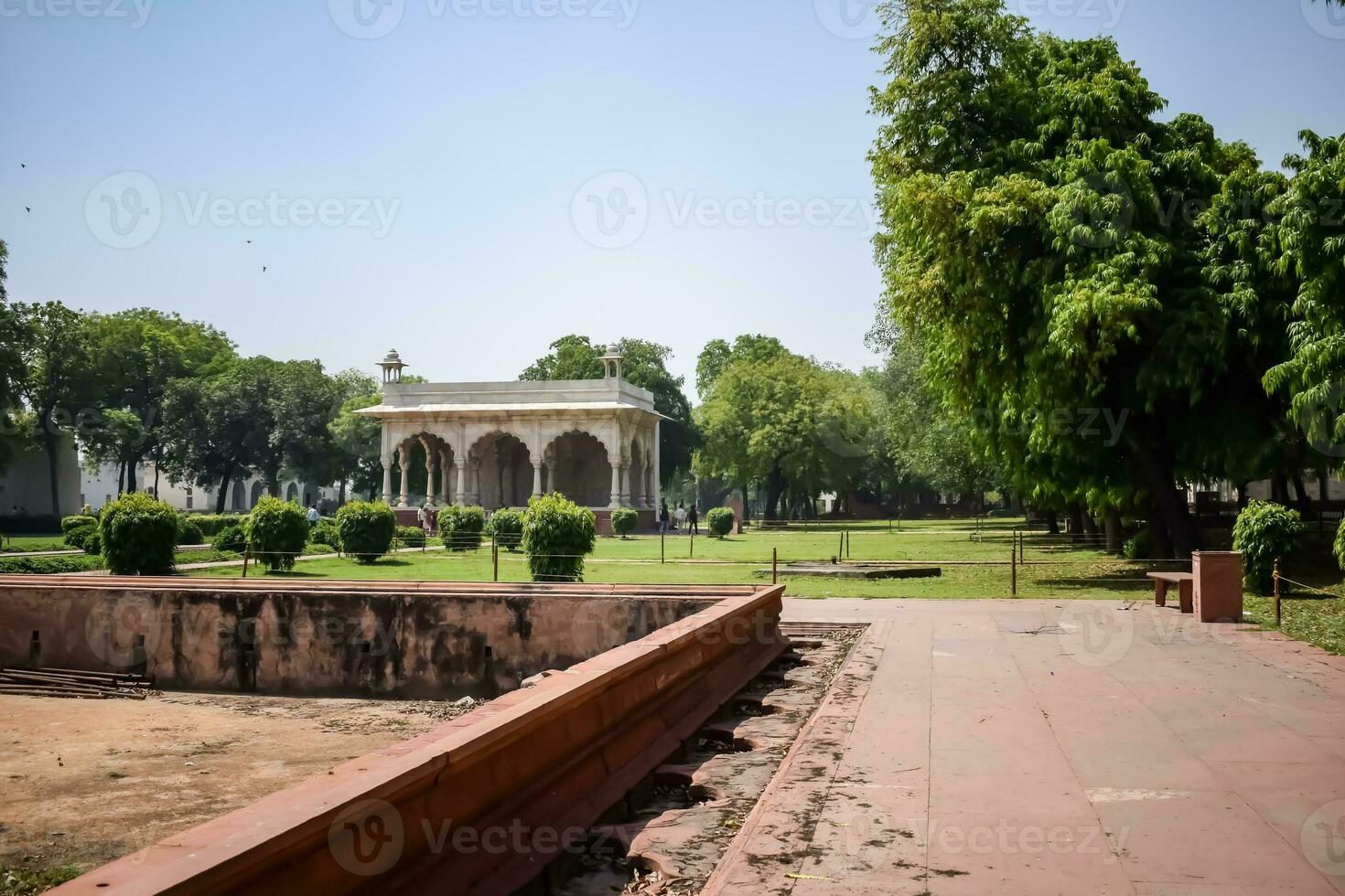 Architectural details of Lal Qila - Red Fort situated in Old Delhi, India, View inside Delhi Red Fort the famous Indian landmarks photo