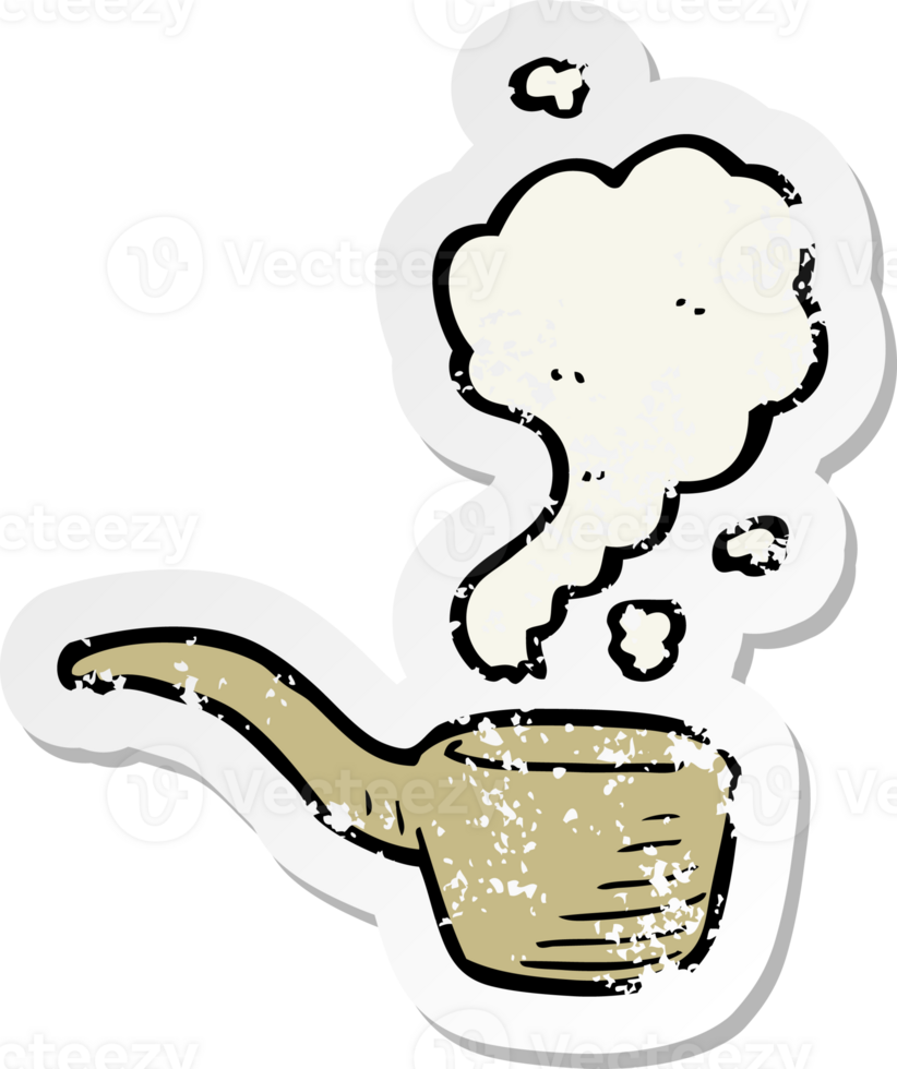retro distressed sticker of a cartoon pipe smoking png