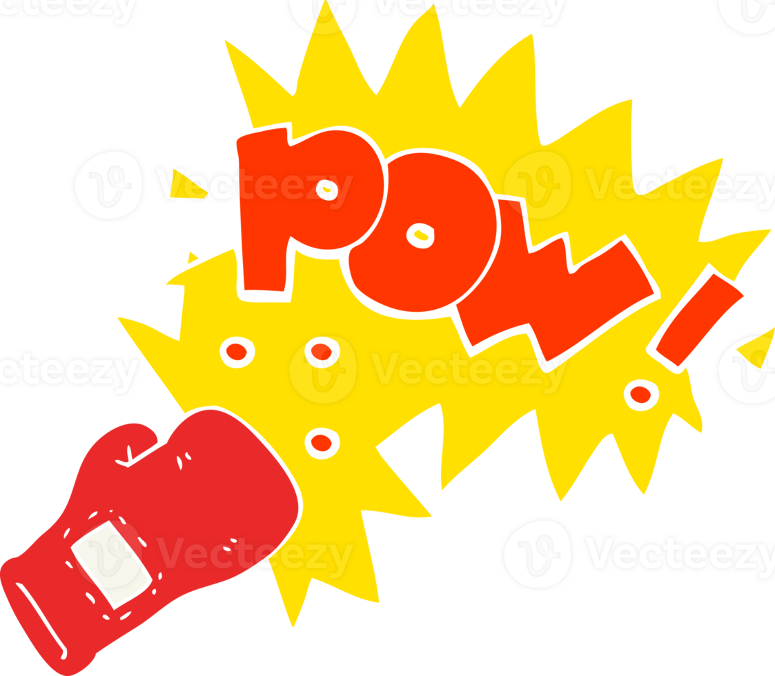 flat color illustration of a cartoon boxing glove punch png