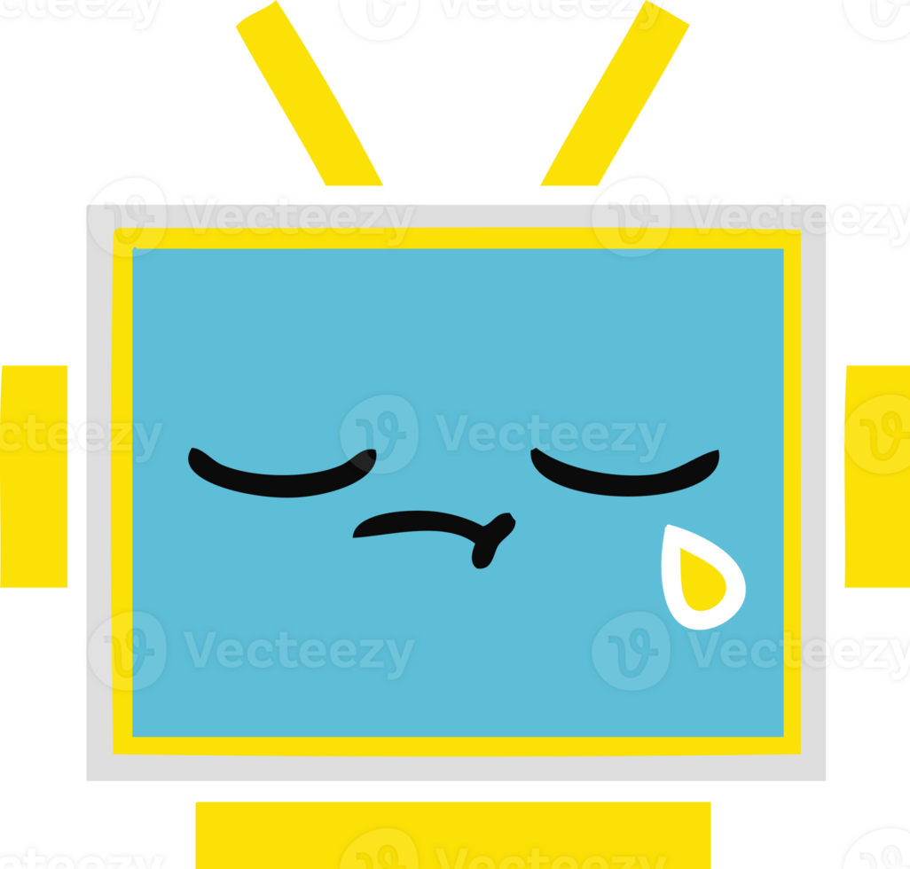 flat color retro cartoon robot head png