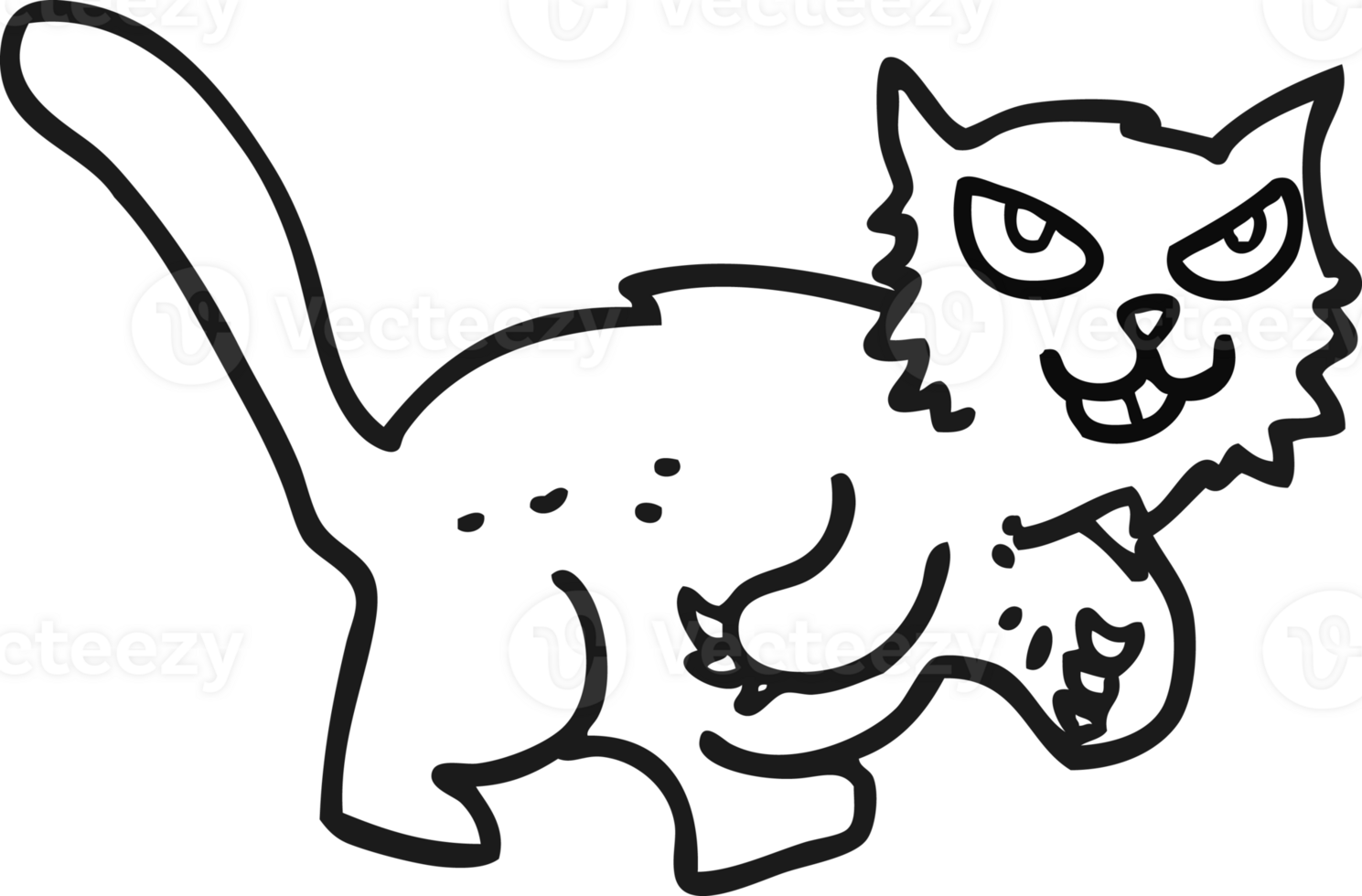 black and white cartoon cat png