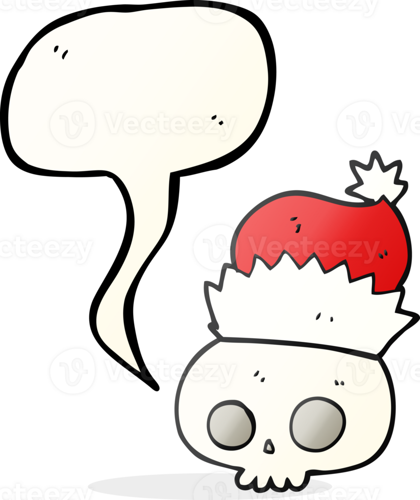 speech bubble cartoon skull wearing christmas hat png