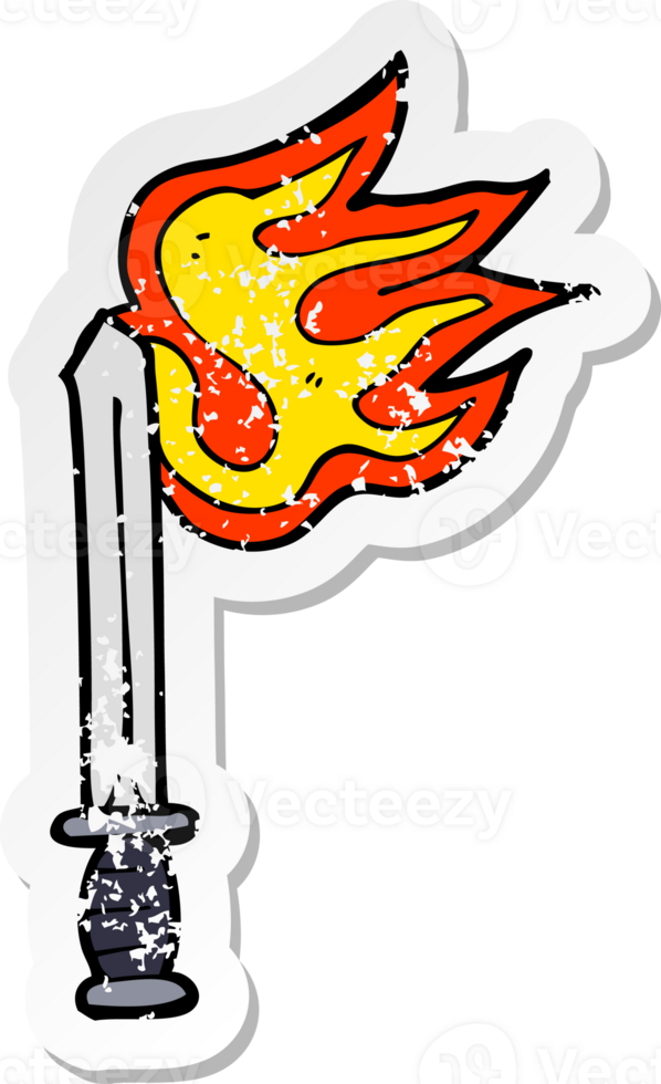 retro distressed sticker of a cartoon sword png