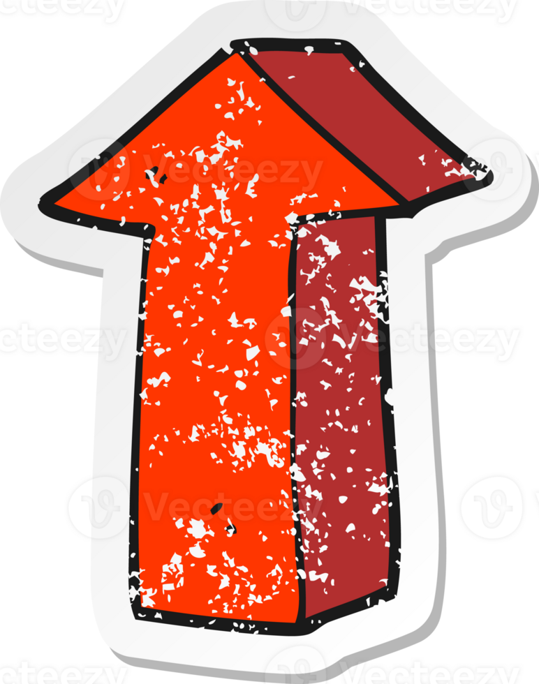 retro distressed sticker of a cartoon arrow png
