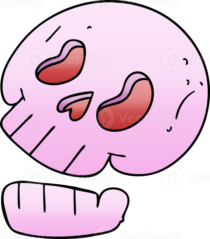 quirky gradient shaded cartoon skull png
