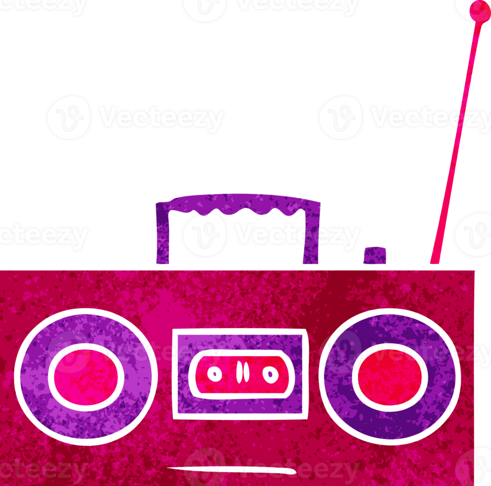 retro cartoon doodle of a retro cassette player 36359084 PNG