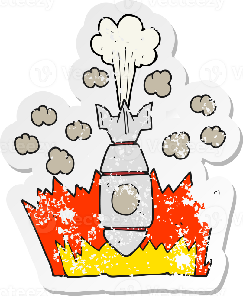 retro distressed sticker of a cartoon falling bomb png