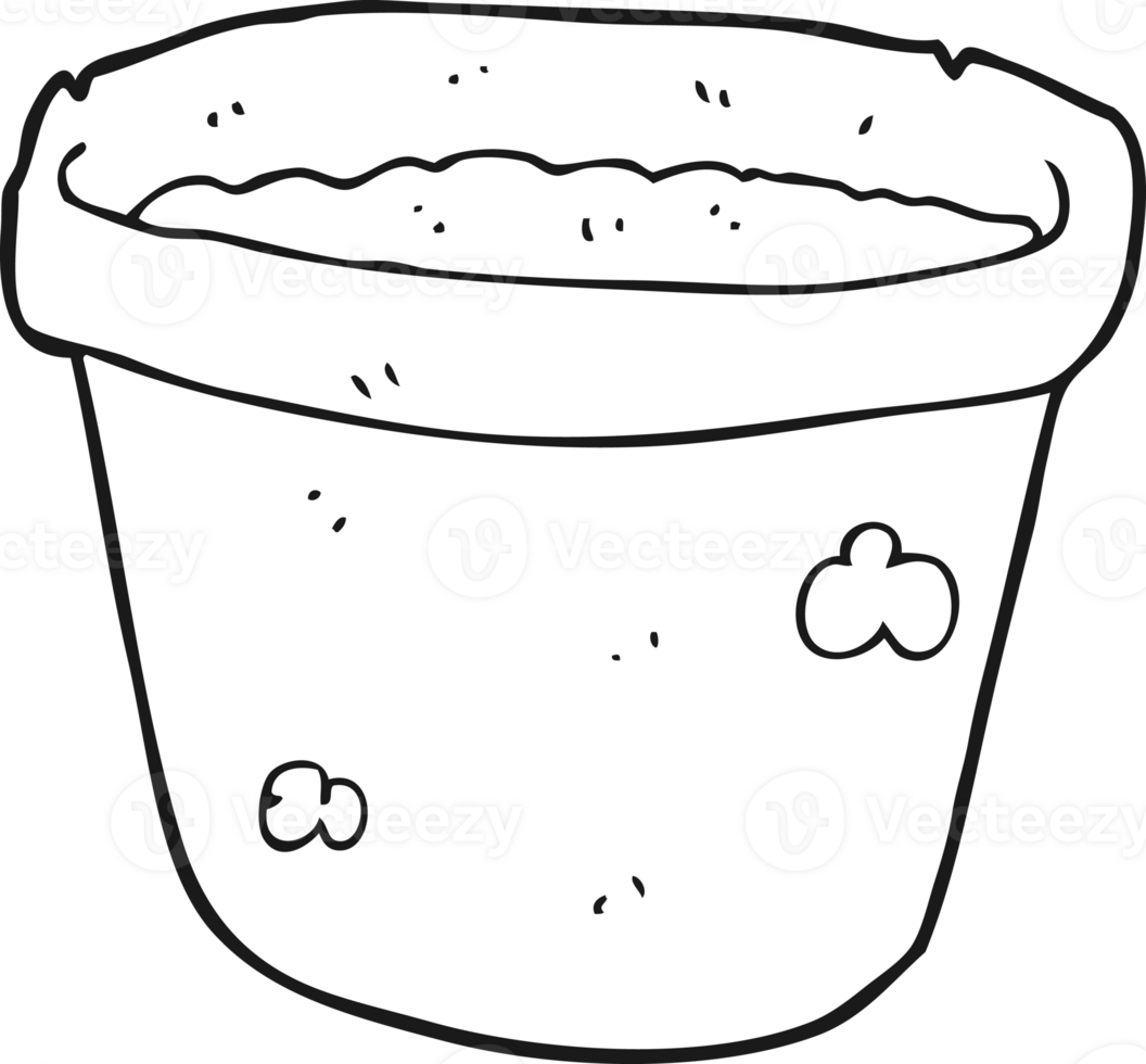 black and white cartoon pot of earth png