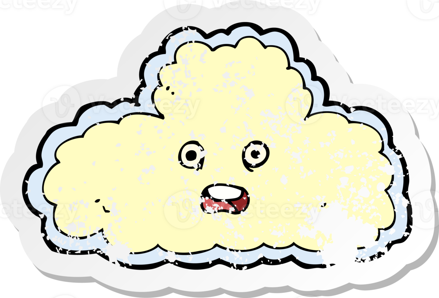 retro distressed sticker of a cartoon cloud symbol png