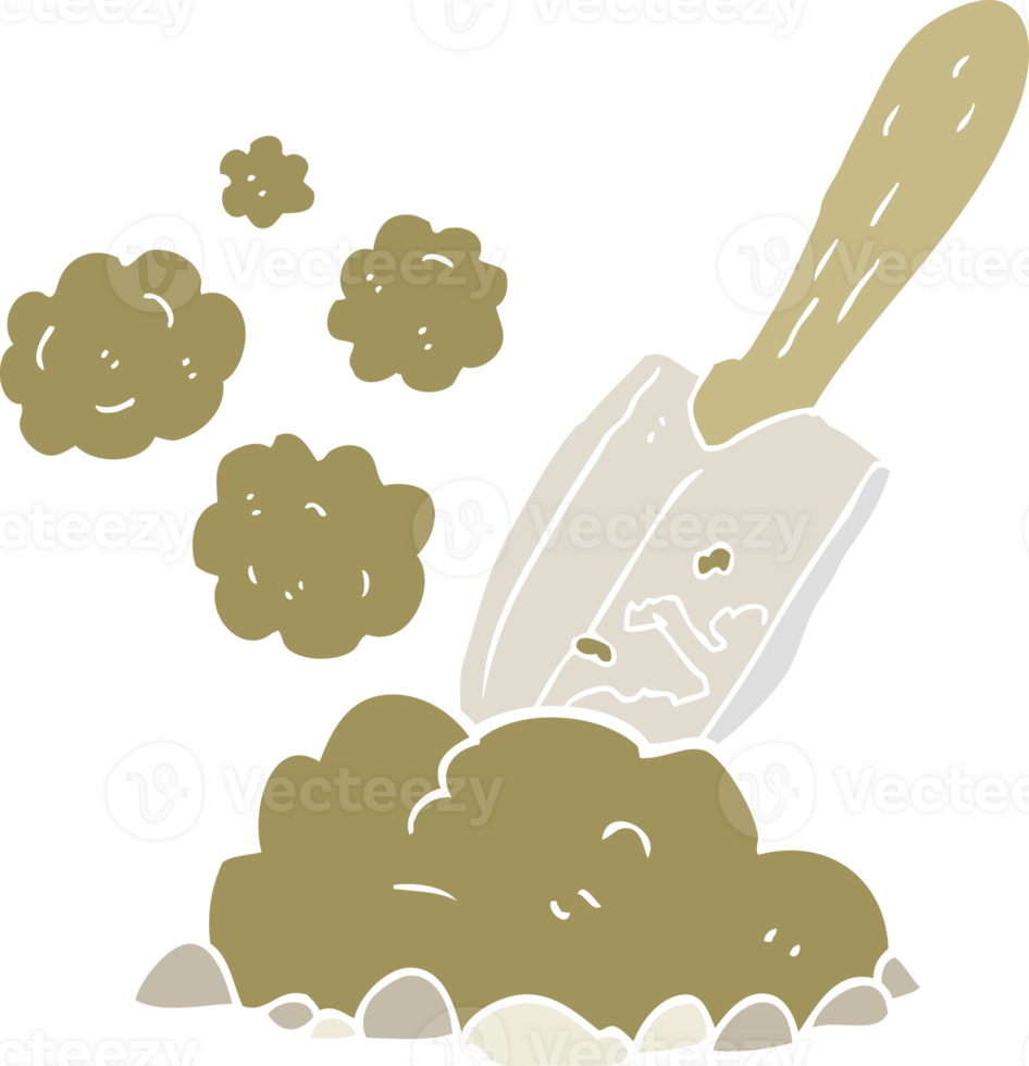 plano color ilustración de un dibujos animados paleta excavación tierra png