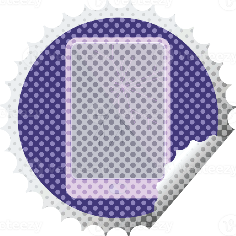 broken electronic tablet png round sticker stamp