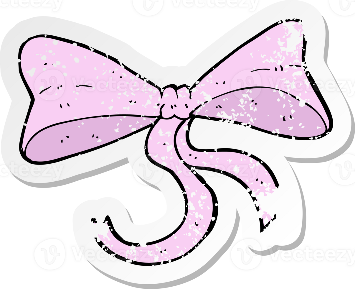retro distressed sticker of a cartoon bow png
