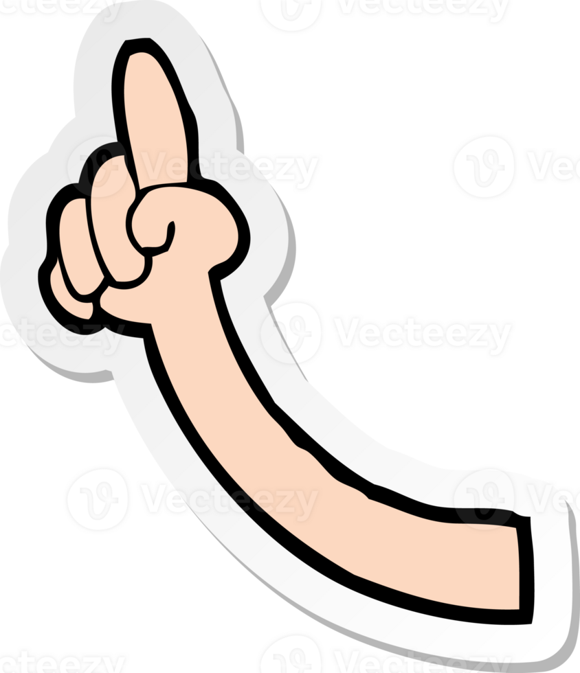 sticker of a cartoon pointing arm png