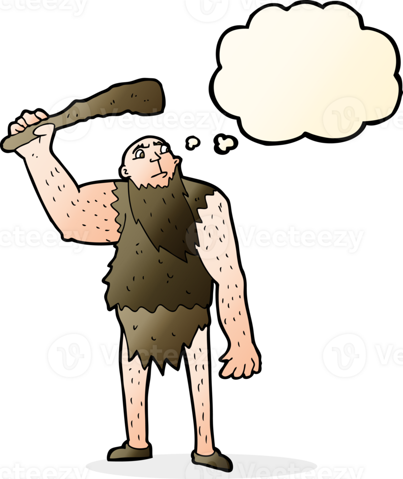 cartoon neanderthal with thought bubble png