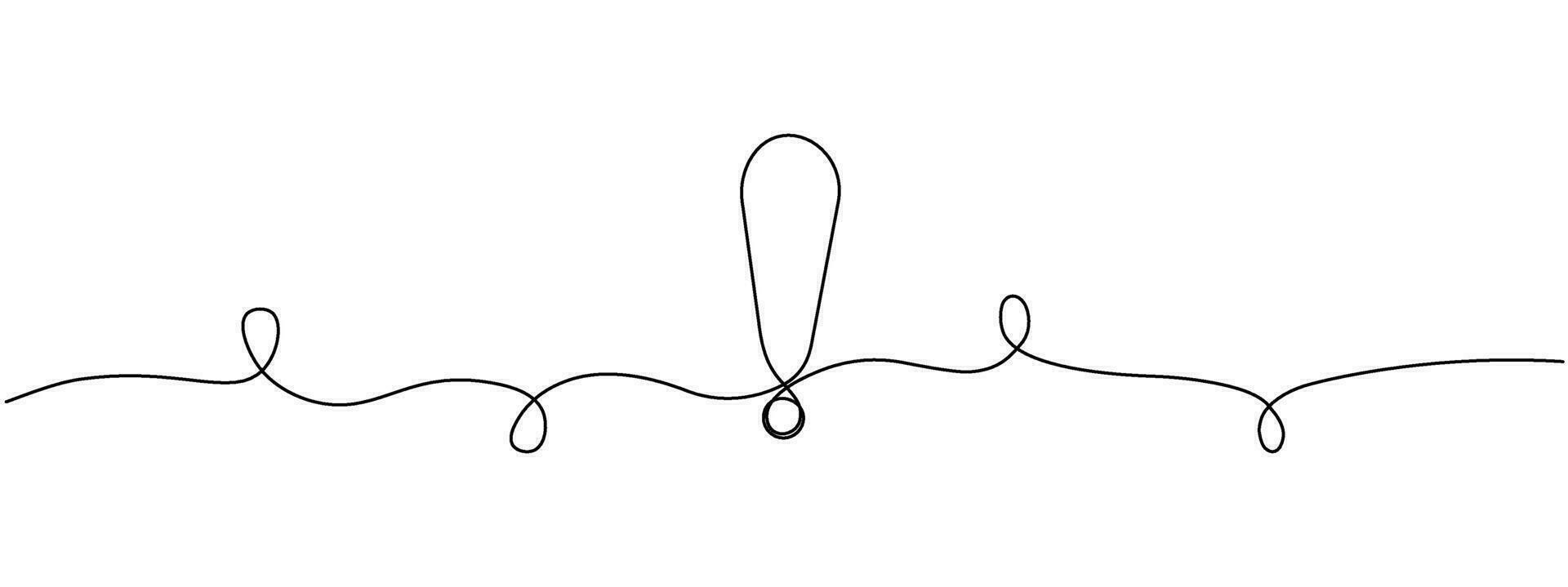 Continuous line drawing exclamation mark. Hand drawn admiration signs. Vector illustration.