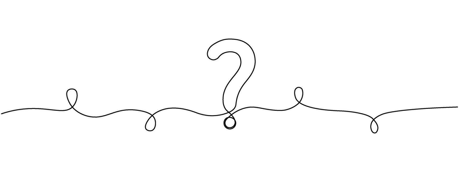 Continuous line drawing question mark . Hand drawn admiration signs. Vector illustration.