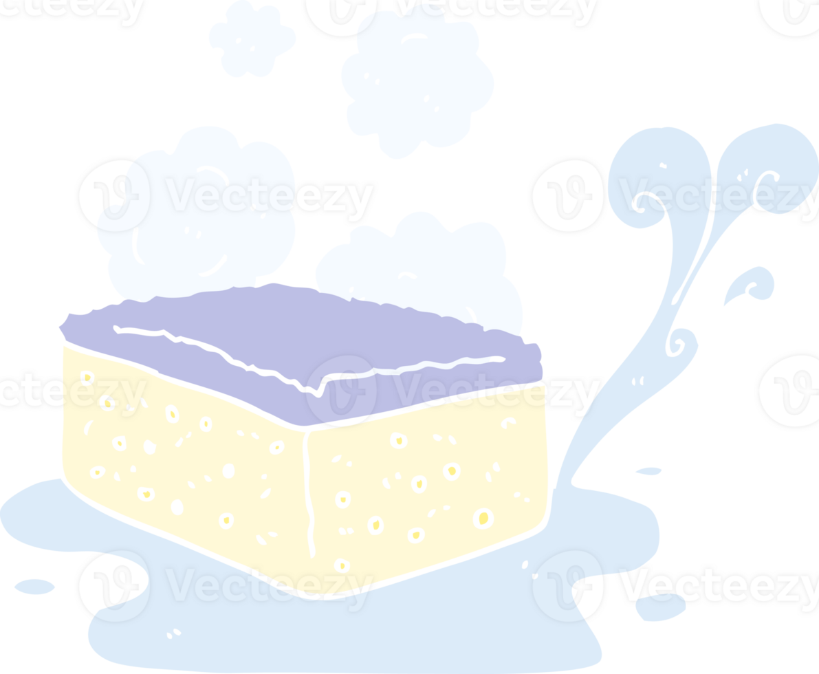 flat color illustration of a cartoon sponge png