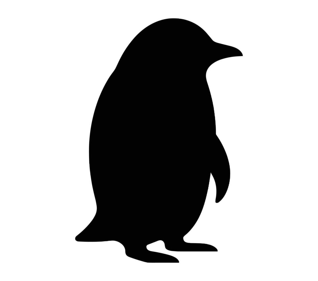 Black and white adelie penguin Silhouette. Vector Illustration.