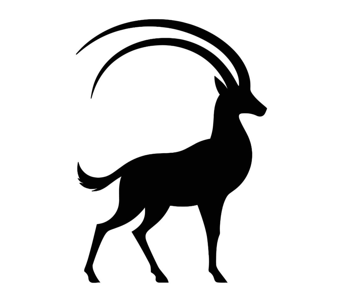 Addax Silhouette Stock Vector Illustration.
