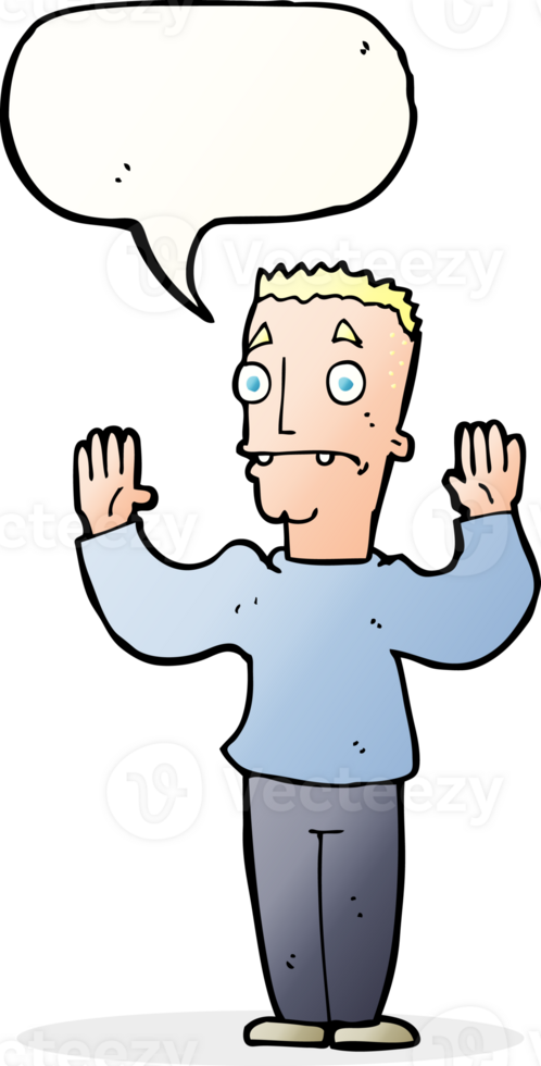 cartoon man surrendering with speech bubble png