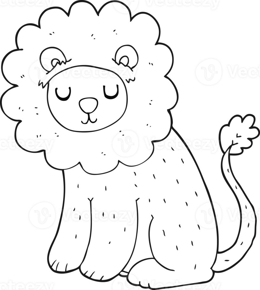 black and white cartoon cute lion png