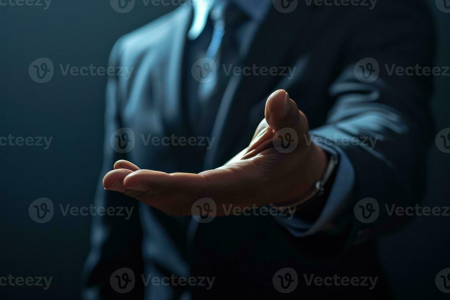 AI generated Businessman extending his hand. Generative AI photo