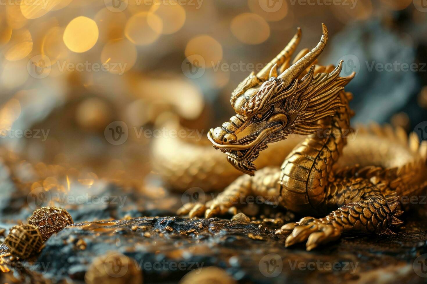 AI generated Dragon on a Chinese new year background. Generative AI photo