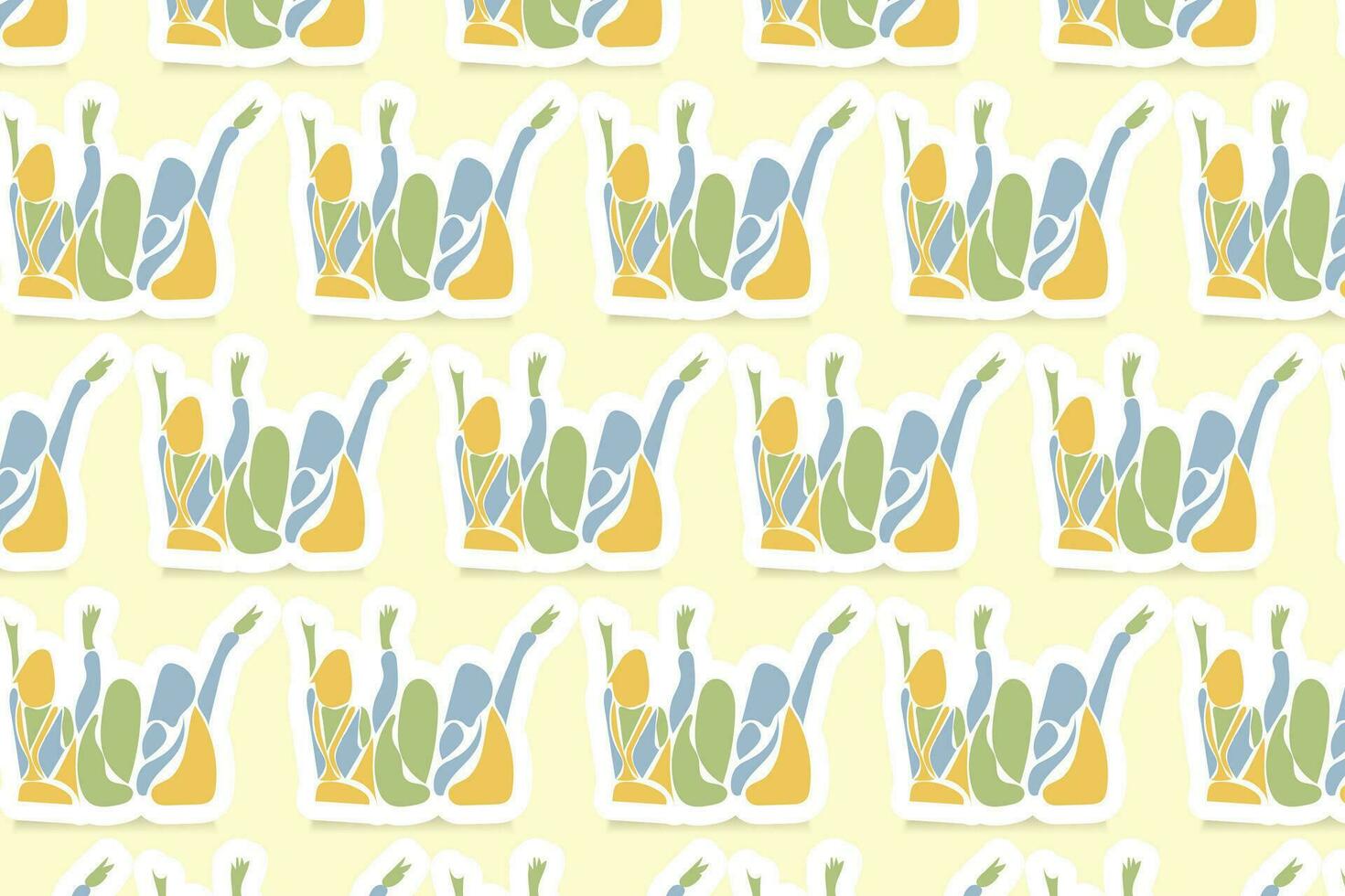 Vector Youth Day Sticker Seamless Pattern Background with pastel colors