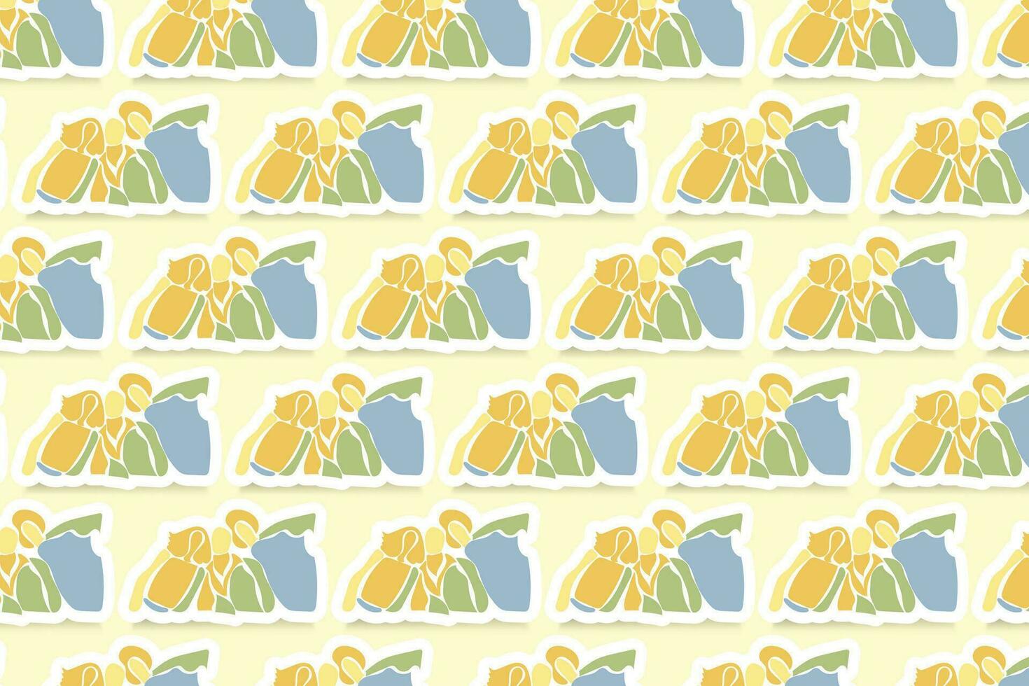 Vector Youth Day Sticker Seamless Pattern Background with pastel colors