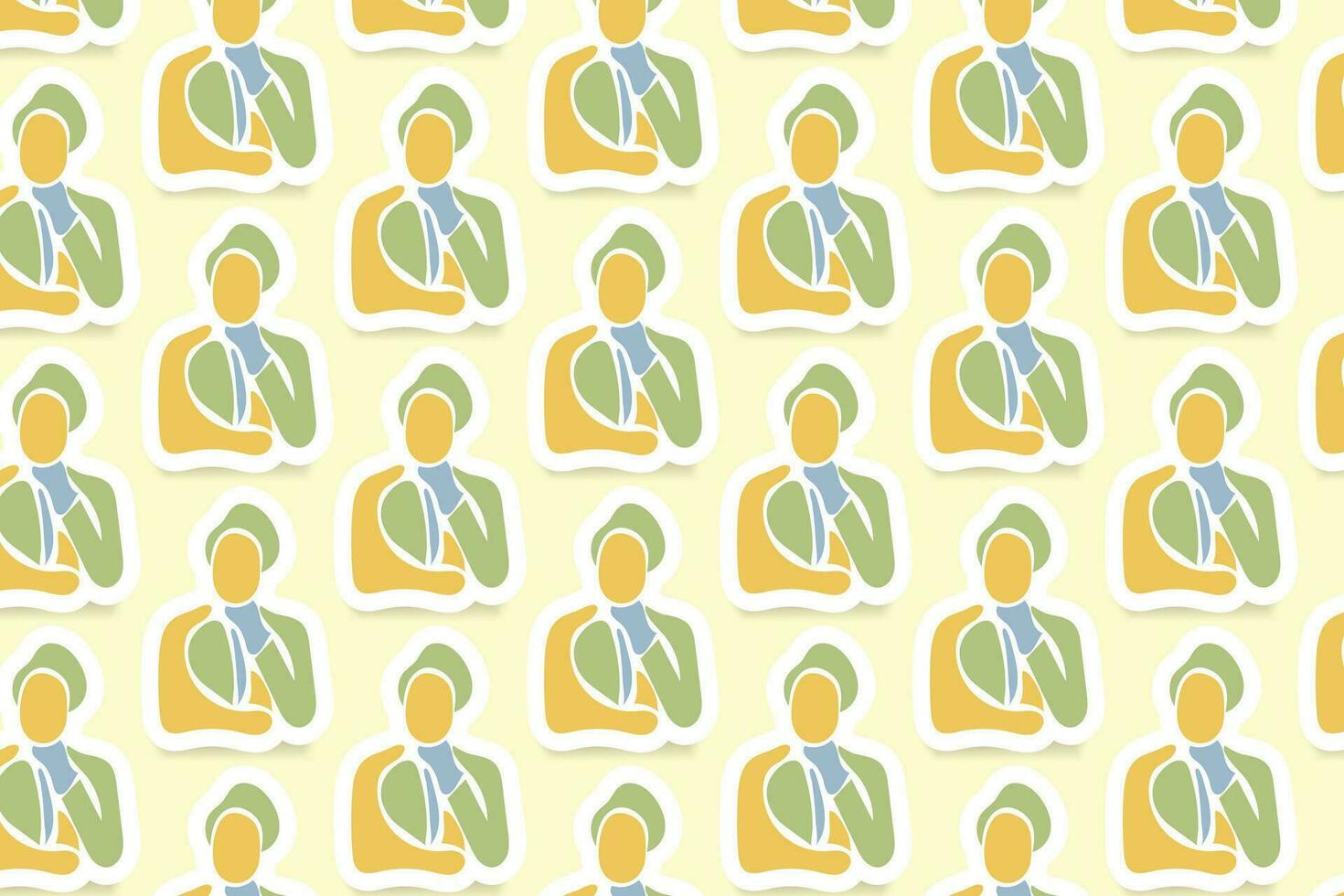 Vector Youth Day Sticker Seamless Pattern Background with pastel colors