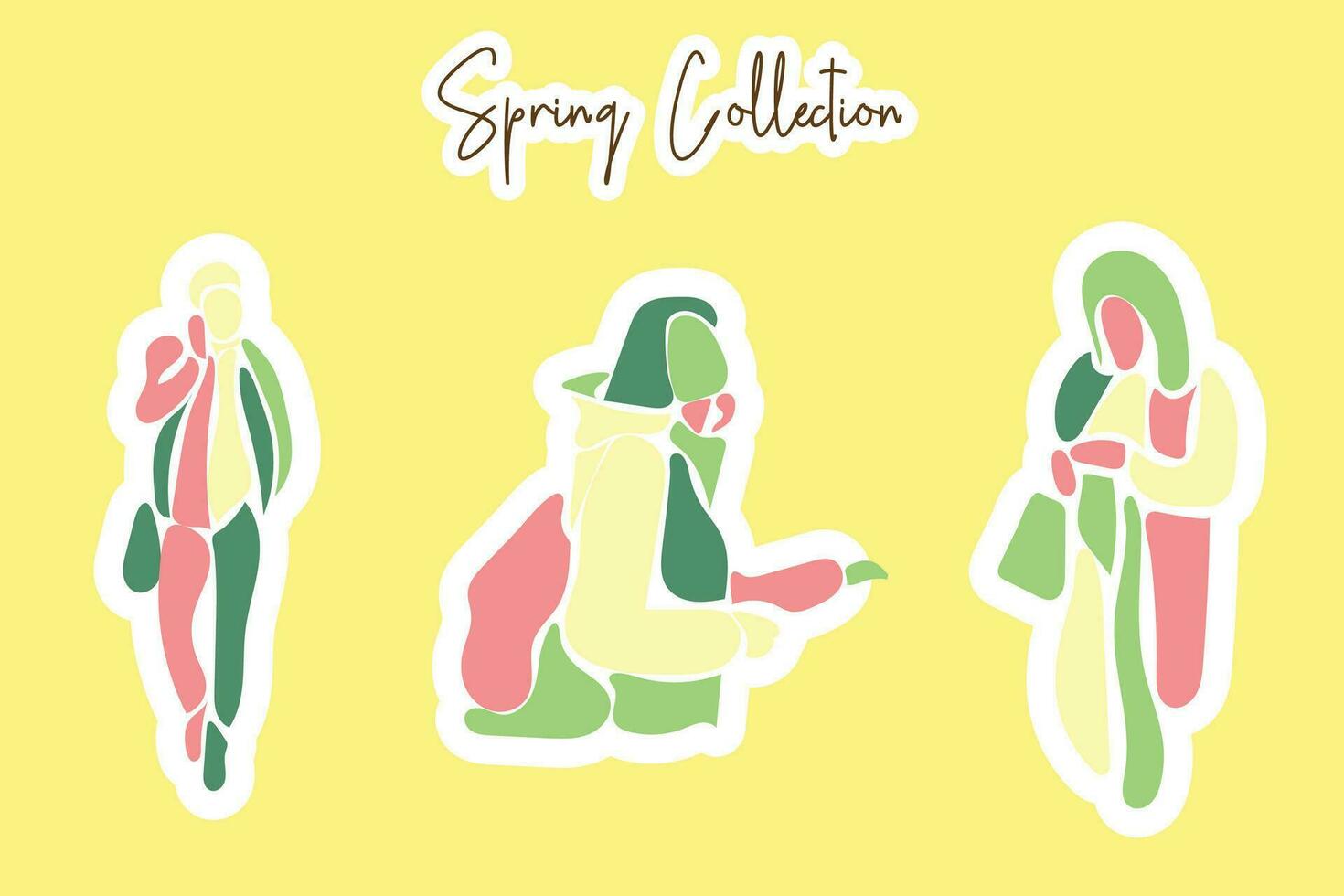 Vector Spring Man and Woman Sticker set collection